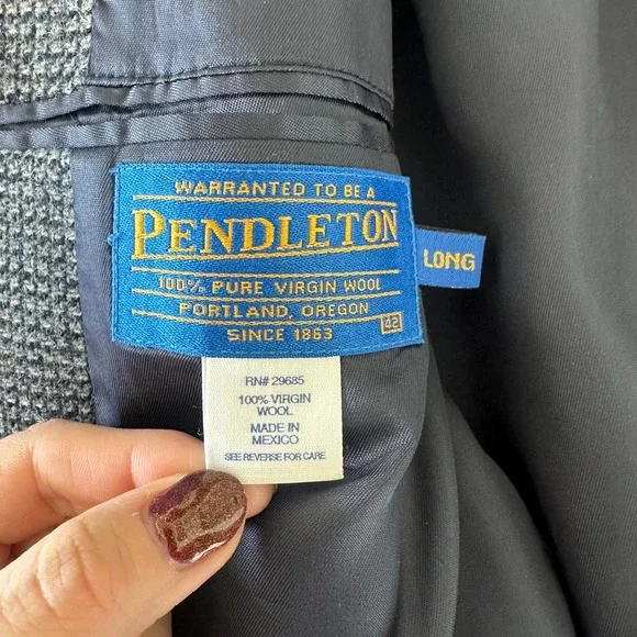 Pendleton wool sports coat jacket size 42 long gray blue classic western - Picture 11 of 12